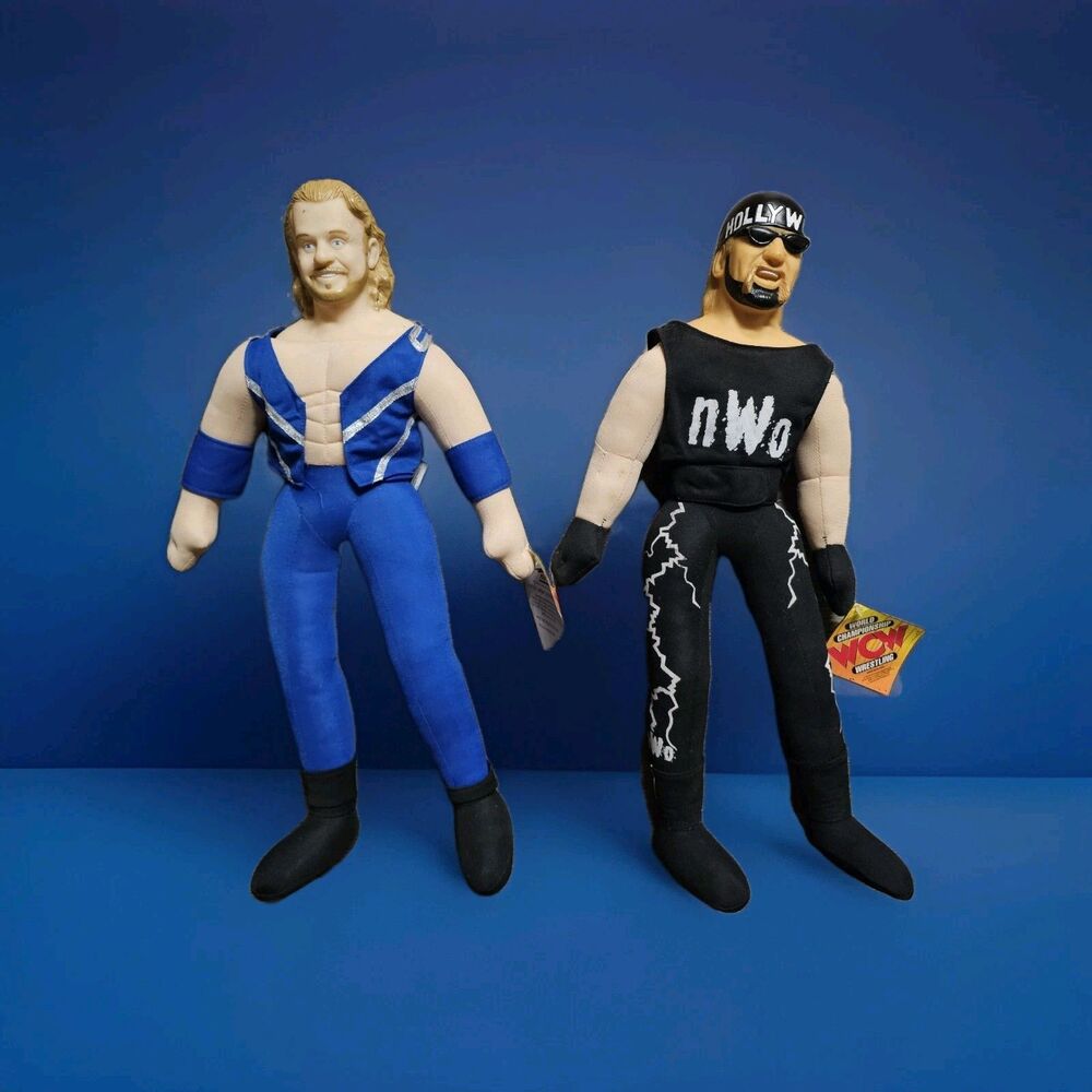 2 DOLL LOT - 1999 WCW 💎 DIAMOND DALLAS Wrestling Plush 14 & 🌟HULK HOGAN w TAGS